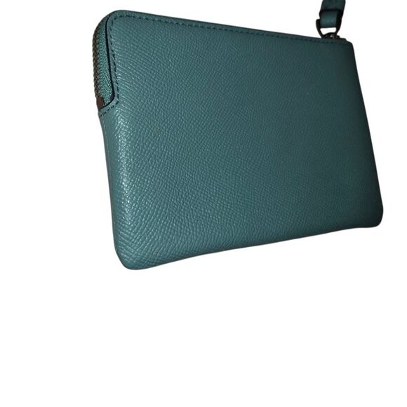Coach Teal Leather Wristlet Wallet clutch - Picture 8 of 8